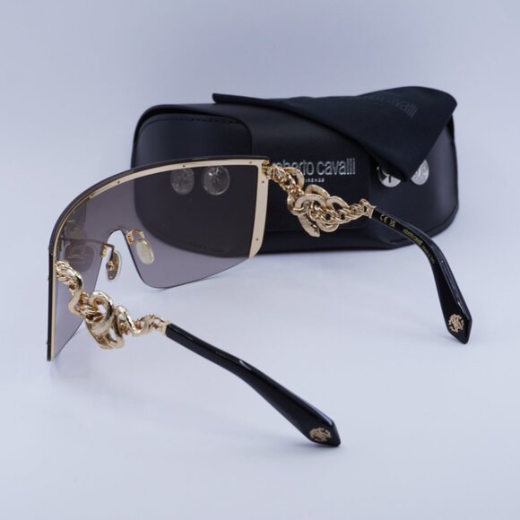 Roberto Cavalli SRC015M 300G Shield Sunglasses - Gold/Brown main image 9